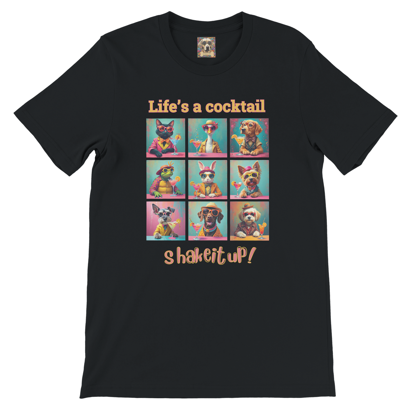 Vibrant Animal Cocktail T-Shirt – Fun Tee Design for Night Out black nb