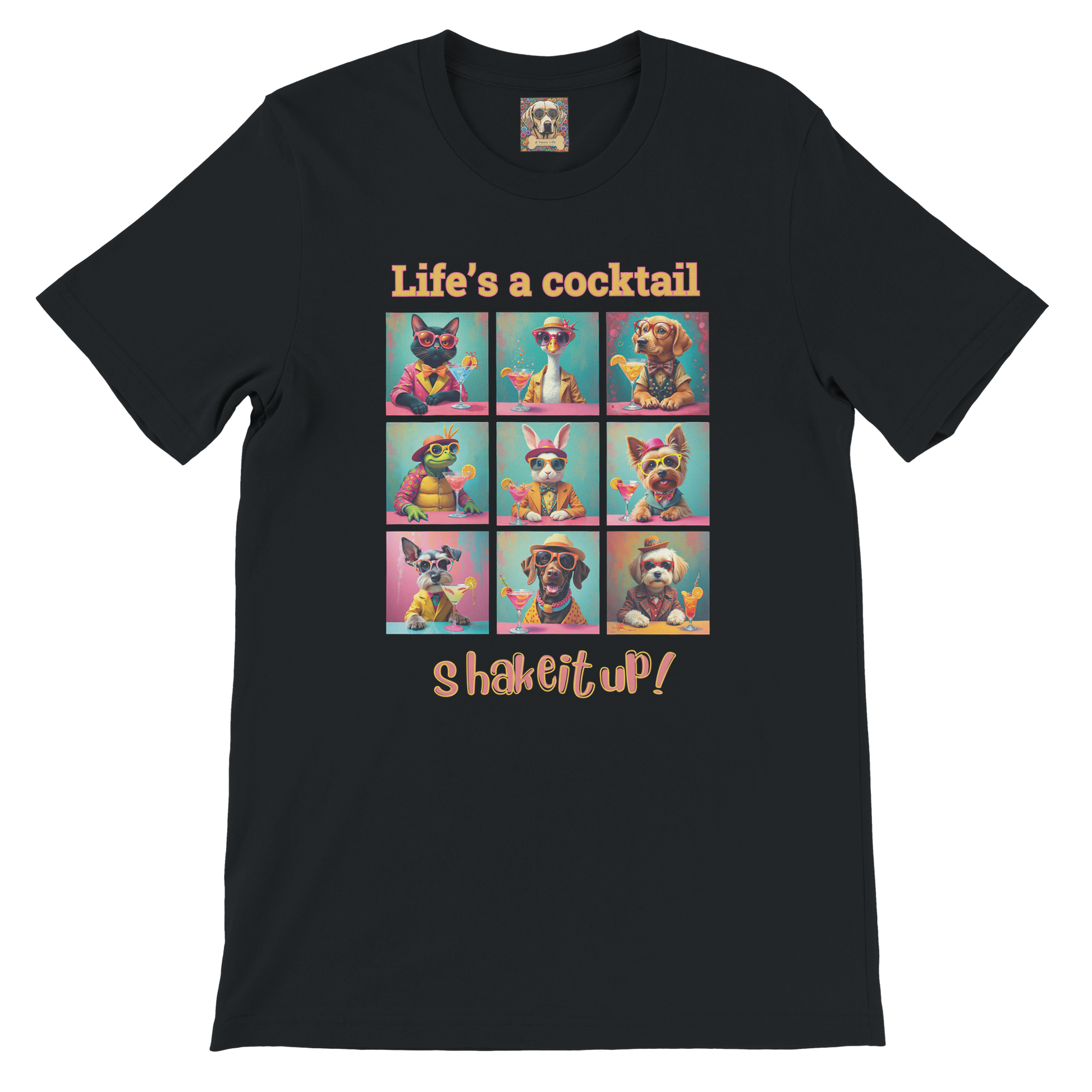 Vibrant Animal Cocktail T-Shirt – Fun Tee Design for Night Out black nb