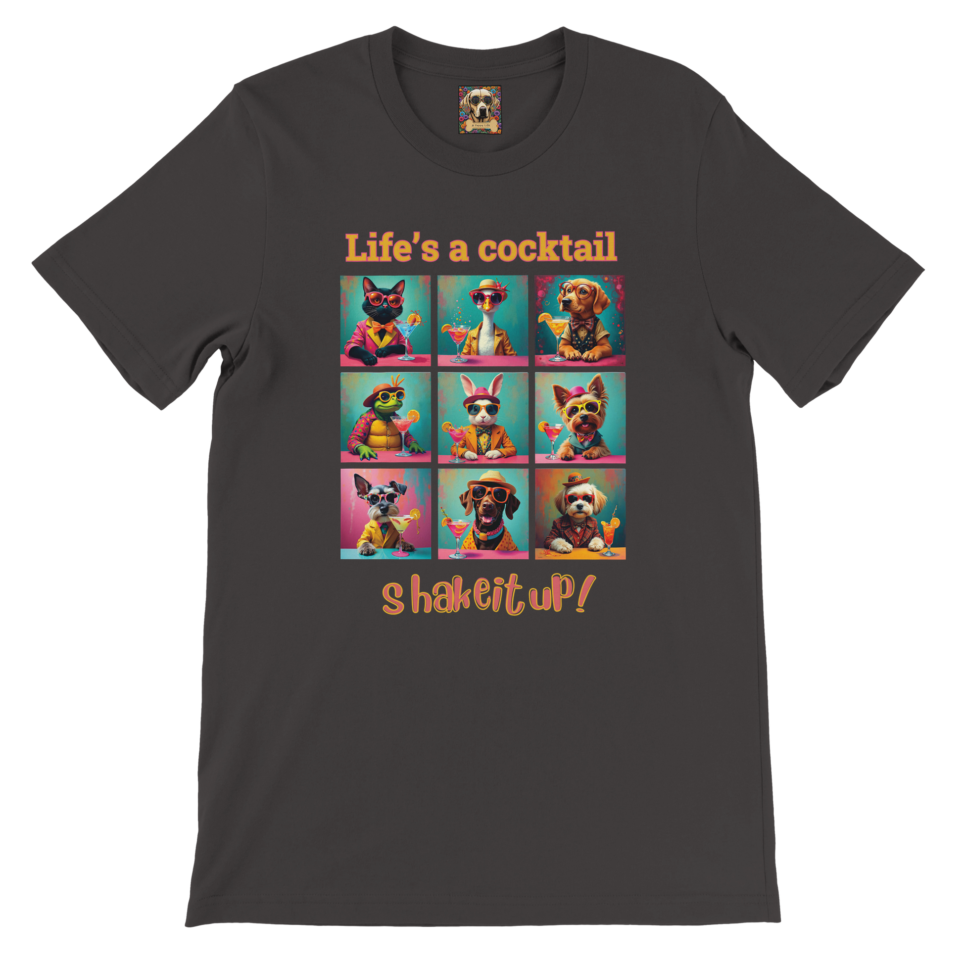 Vibrant Animal Cocktail T-Shirt – Fun Tee Design for Night Out vintage black nb