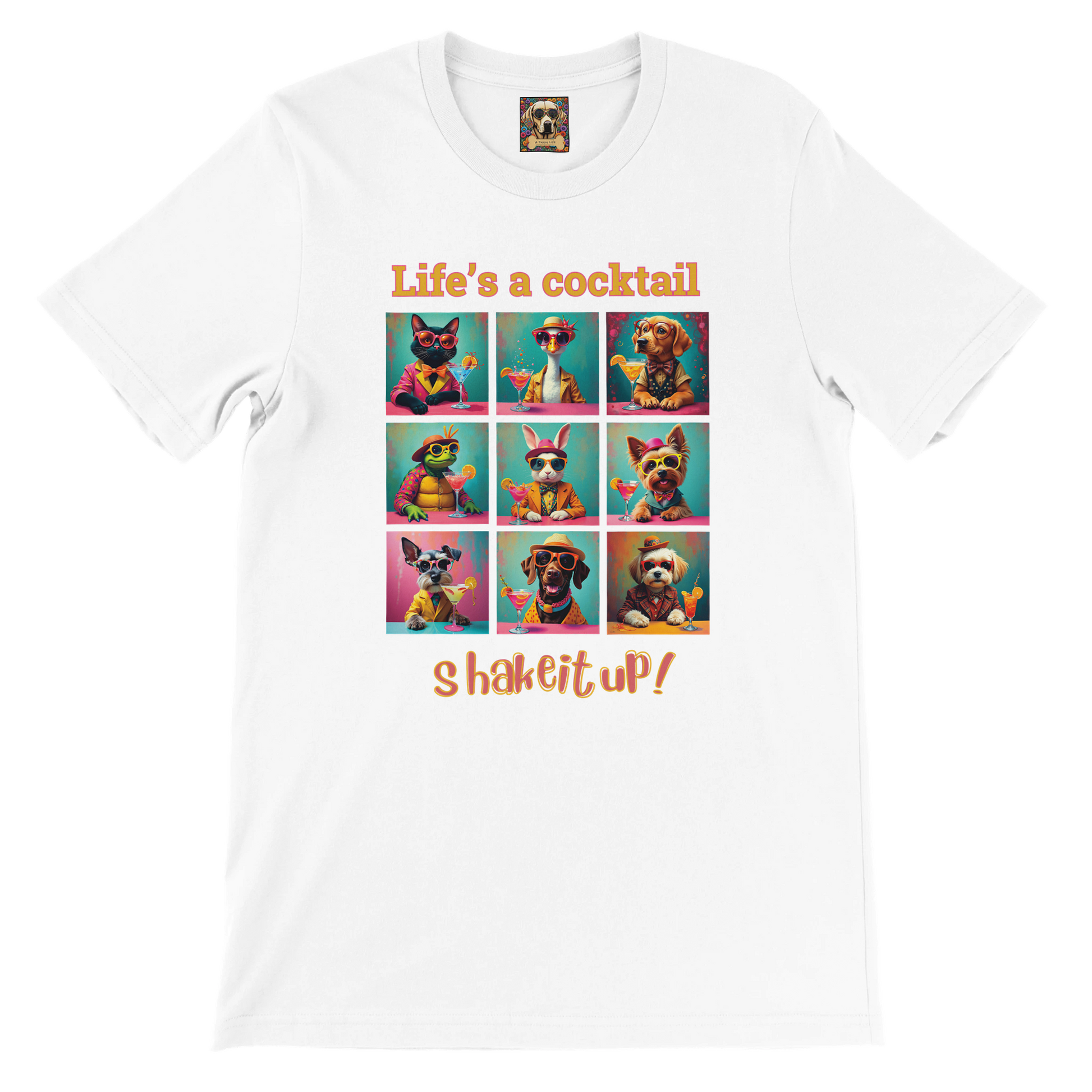 Vibrant Animal Cocktail T-Shirt – Fun Tee Design for Night Out white nb