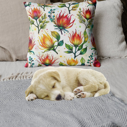 Vibrant Australian Protea Floral Design Throw Pillow 14 or 16-inch