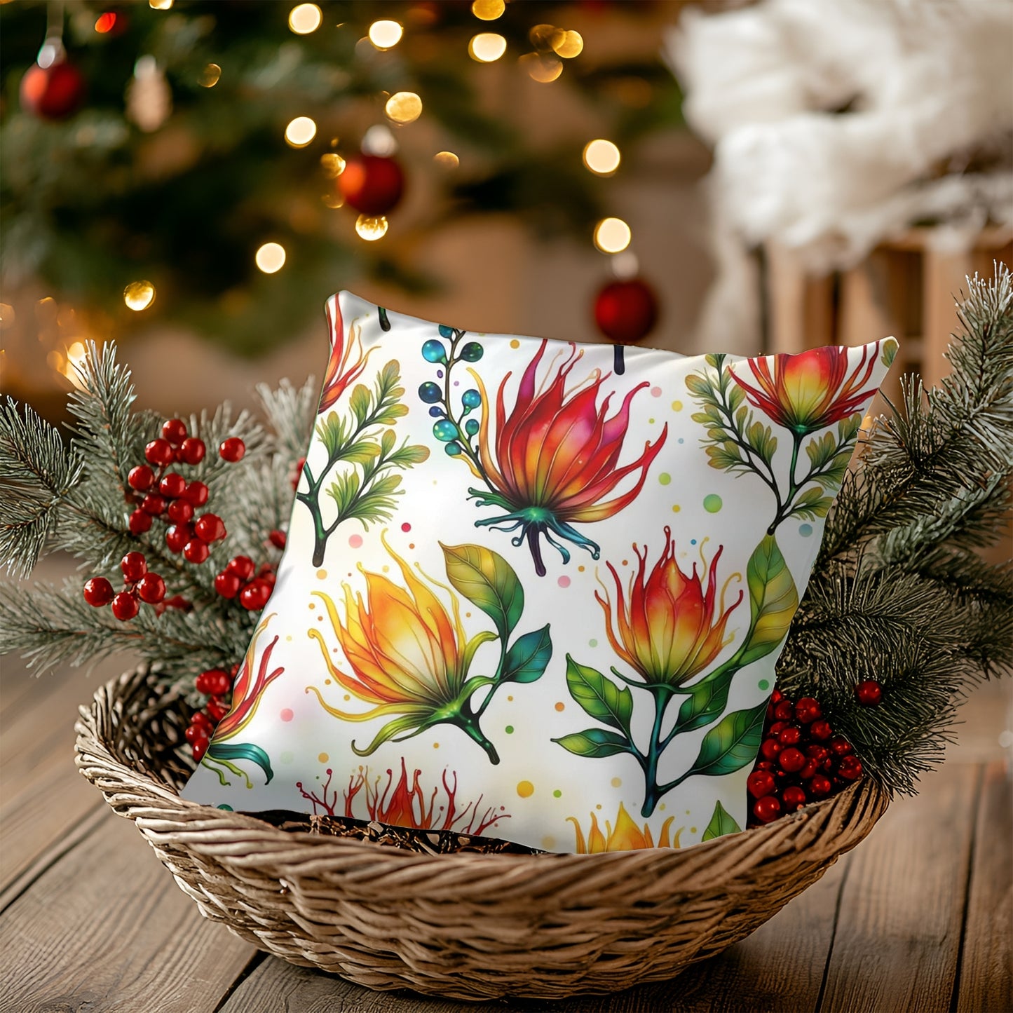 Vibrant Australian Protea Floral Design Throw Pillow 14 or 16-inch