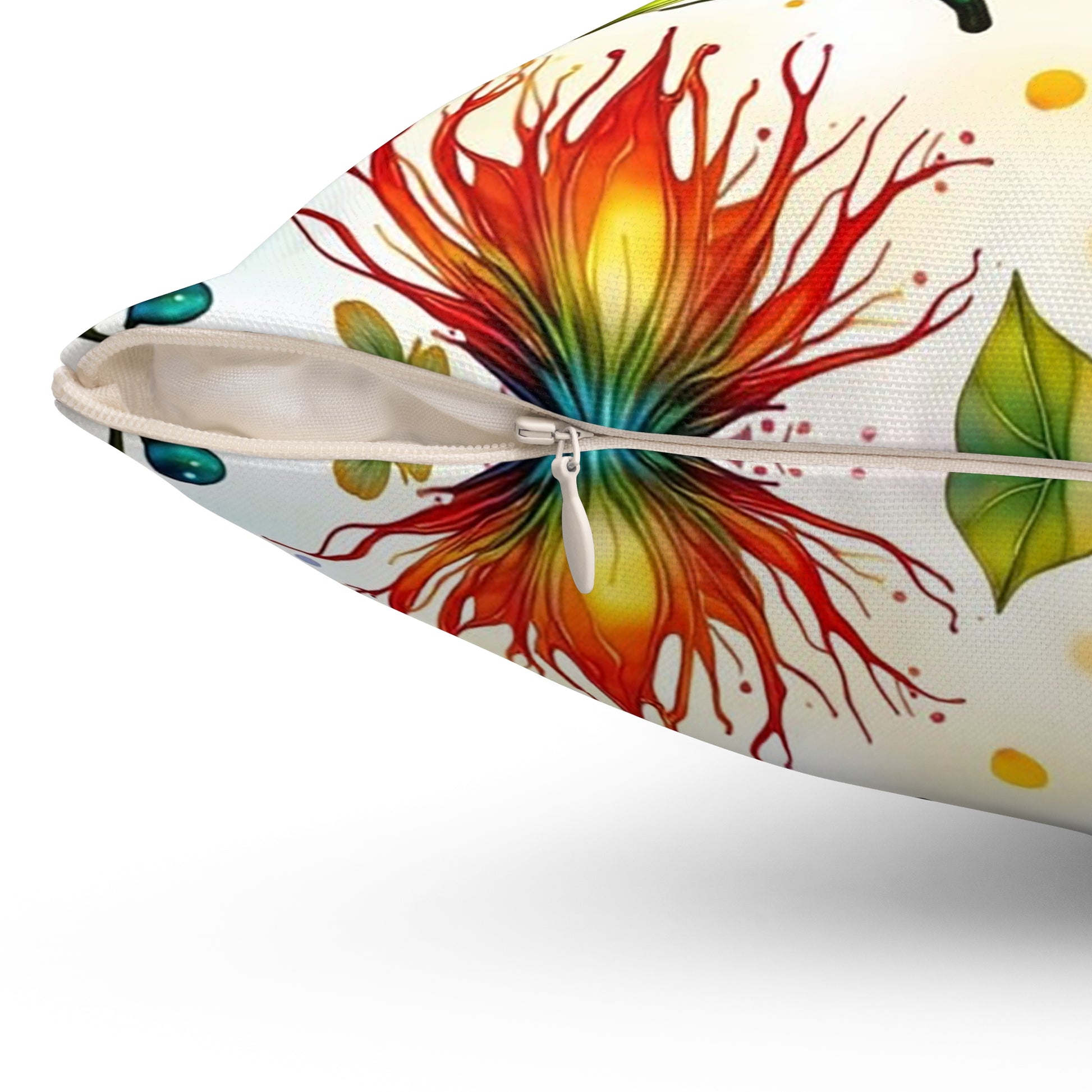 Vibrant Australian Protea Floral Design Throw Pillow 14 or 16-inch zipper detail
