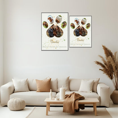 Personalized Paw Print Pet Photo Collage | Modern Organic Wall Art