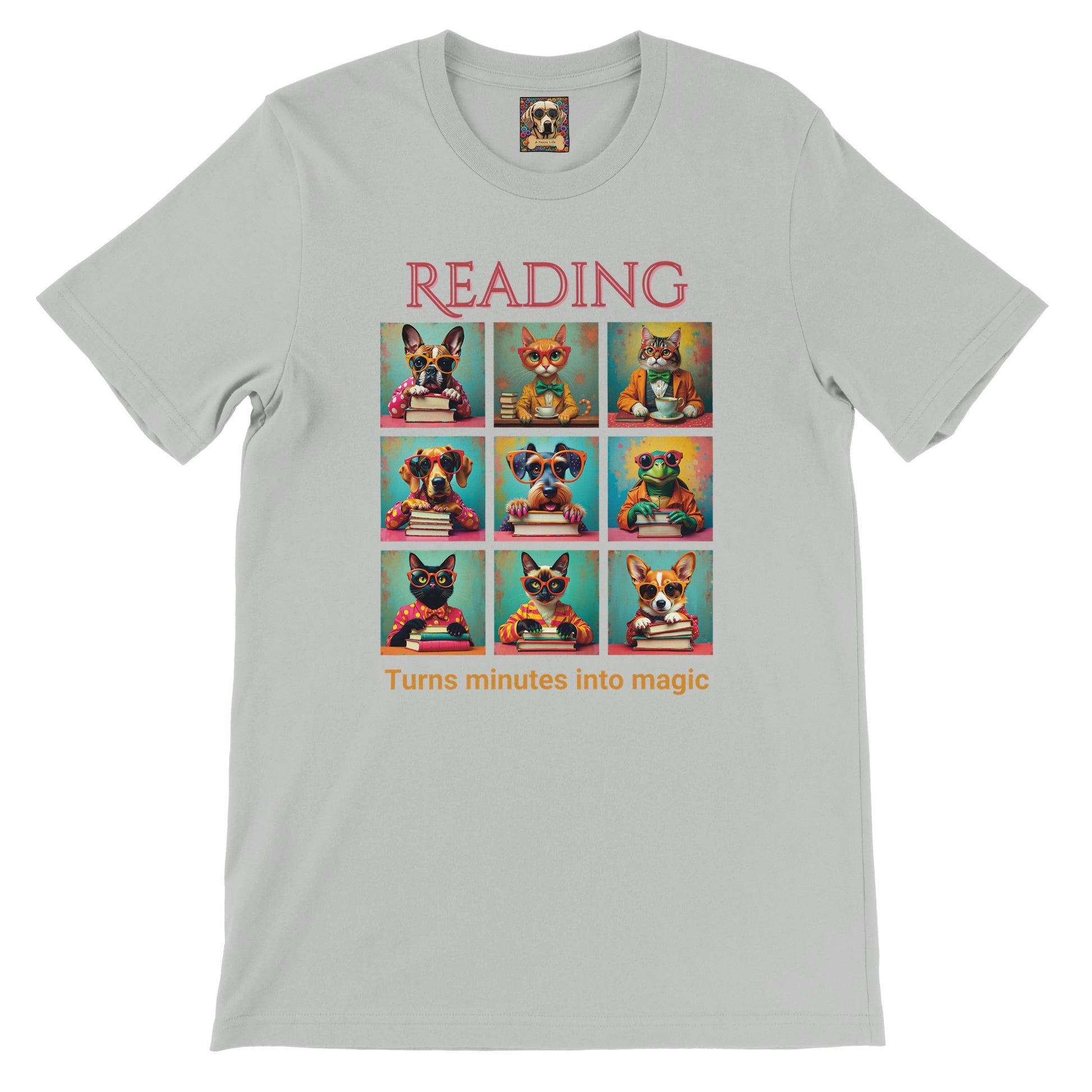 Whimsical Book Quote Reading Aesthetic Graphic T-Shirt – Vibrant Animal Design for Book Lovers Ash Grey