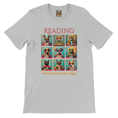 Whimsical Book Quote Reading Aesthetic Graphic T-Shirt – Vibrant Animal Design for Book Lovers Ash Grey