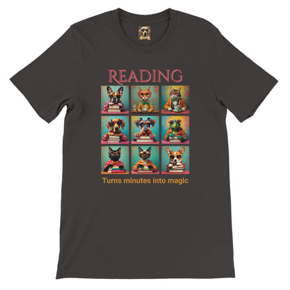 Whimsical Book Quote Reading Aesthetic Graphic T-Shirt – Vibrant Animal Design for Book Lovers Vintage Black