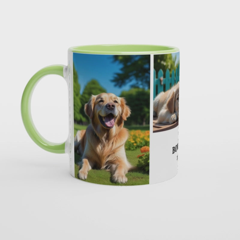 3 Photos Personalization  White 11oz Ceramic Mug with Video showing all sides