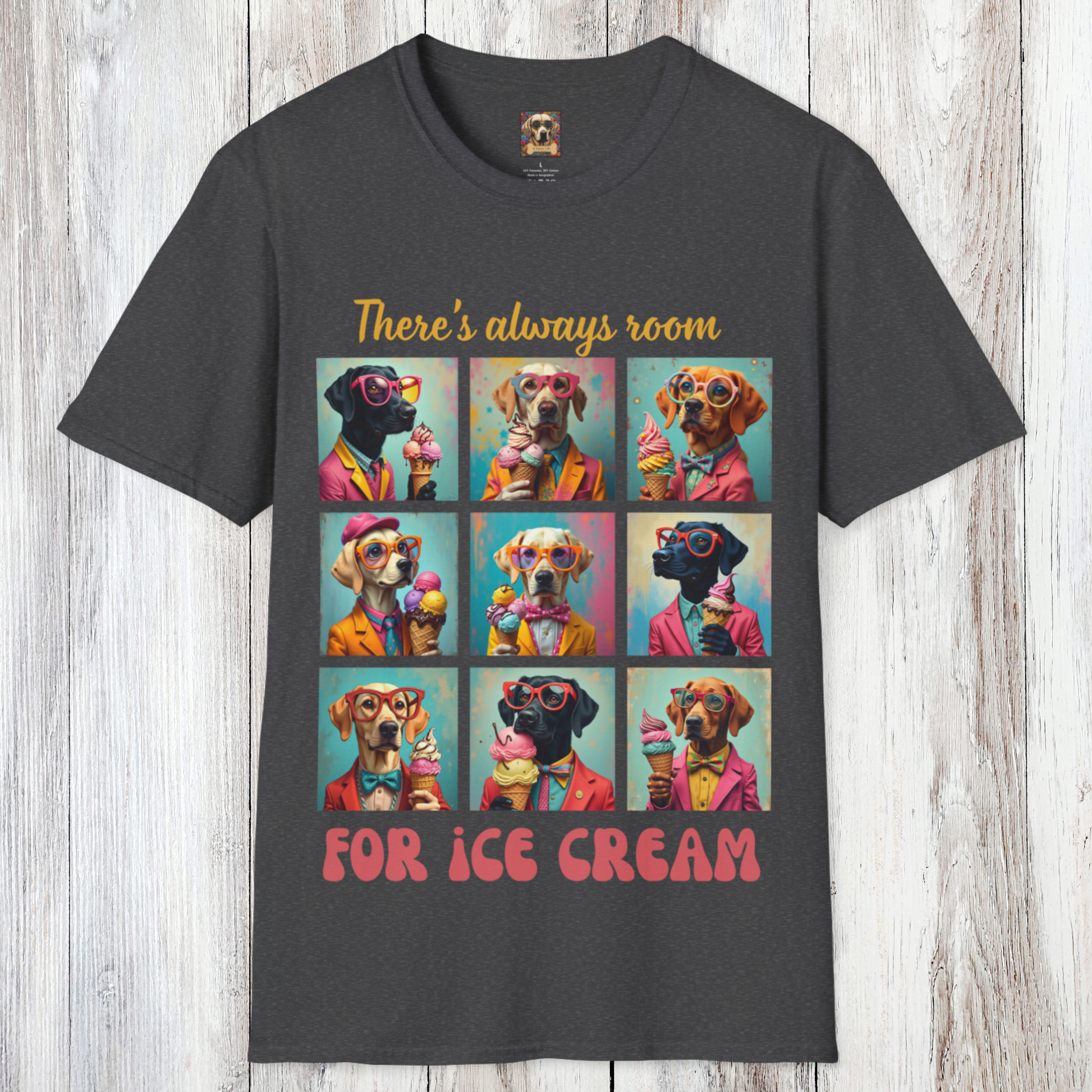 t-shirt dogs with ice cream Dark Heather